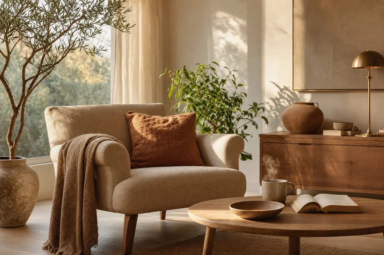 Calm living room with armchair